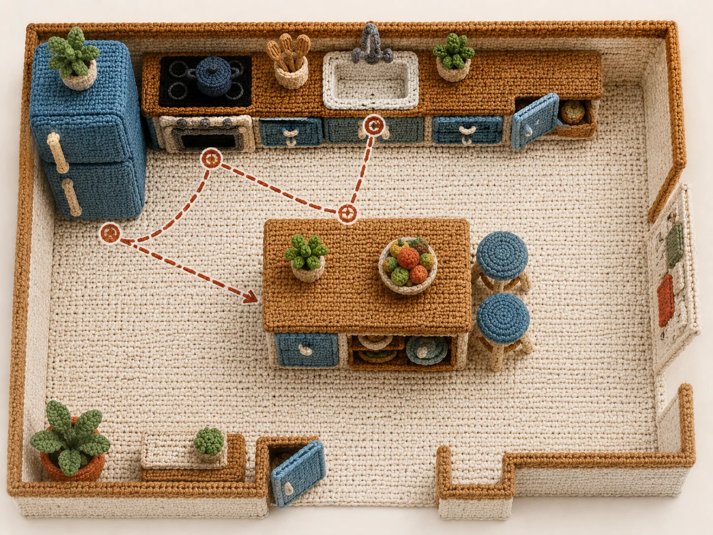 Well-planned kitchen layout with clear work triangle