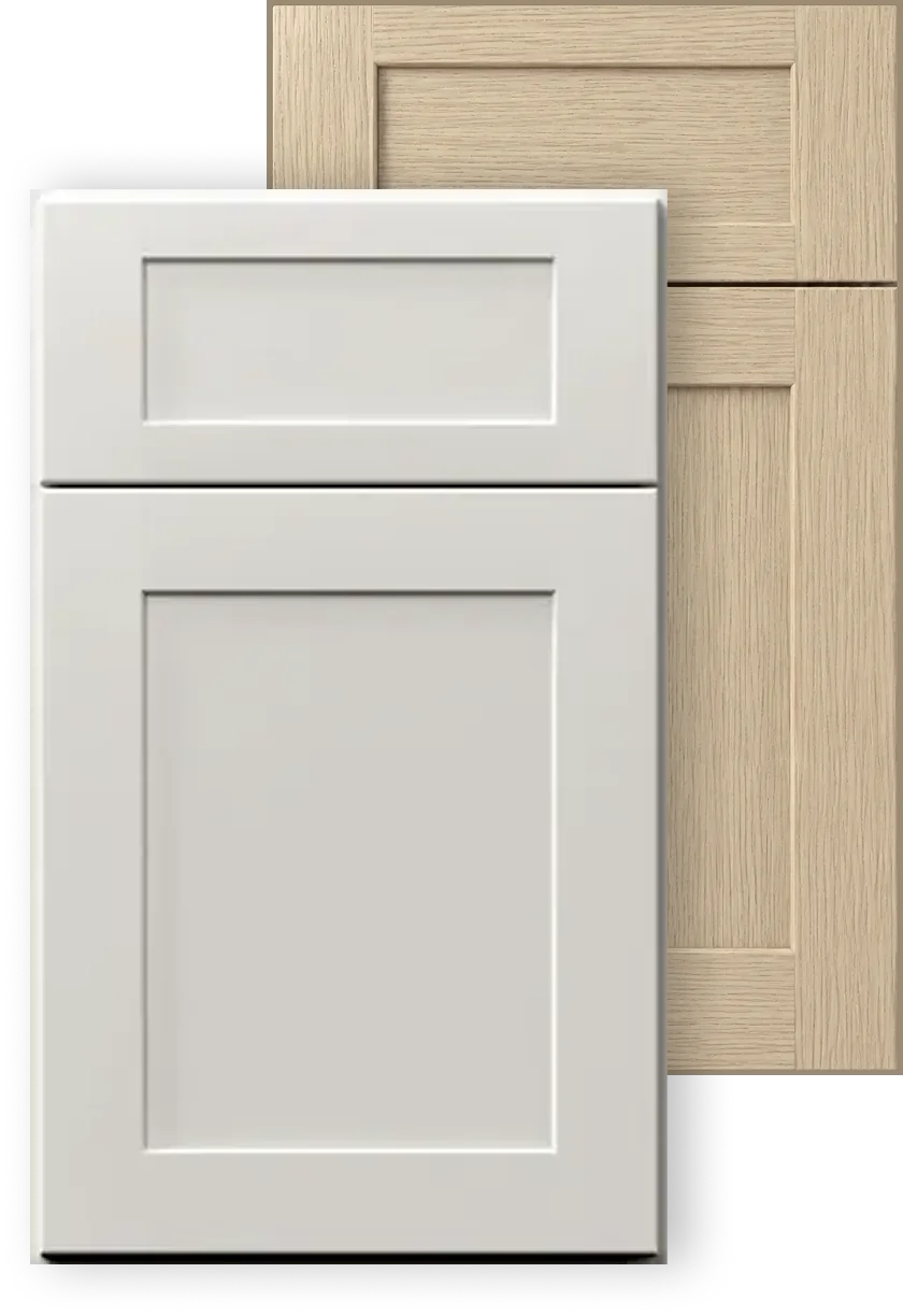 Dove and White Oak two-tone cabinet combination