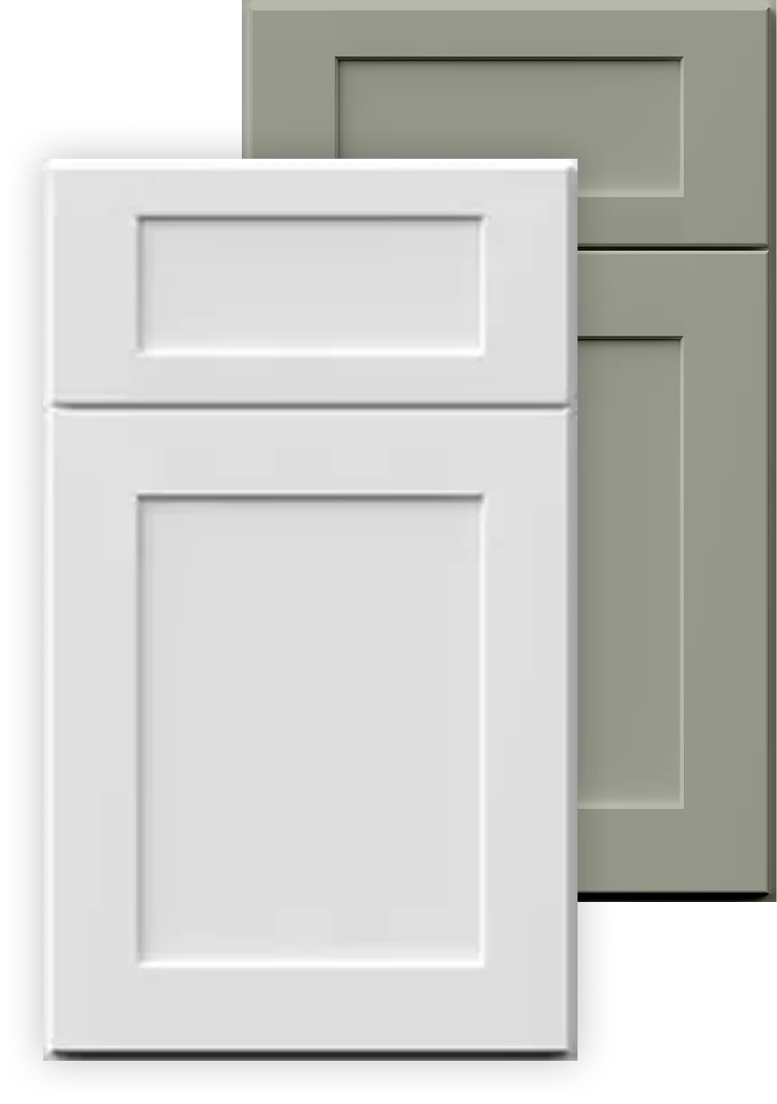 White and Pistachio Green two-tone cabinet combination