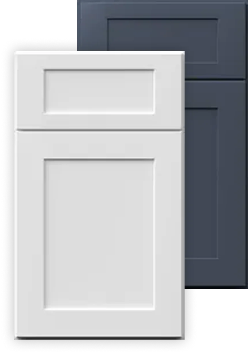White and Navy two-tone cabinet combination