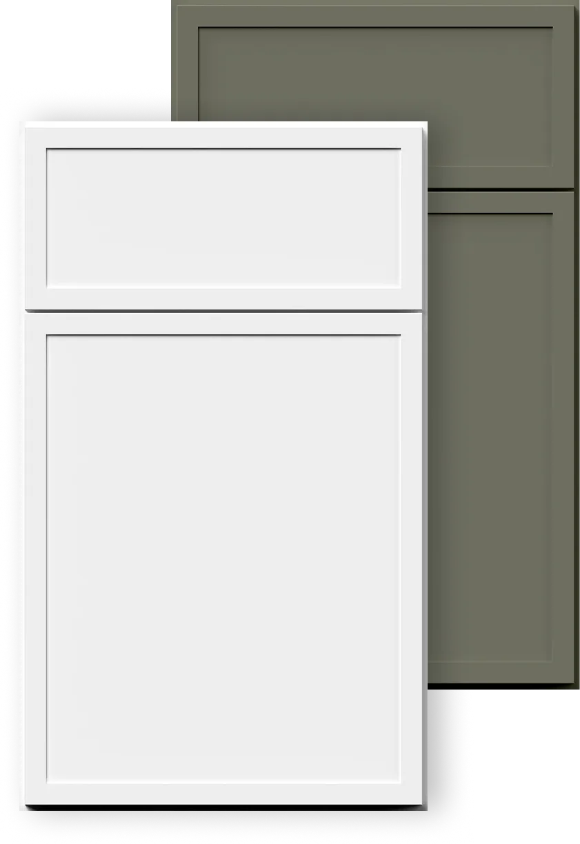White and Forest Green two-tone cabinet combination