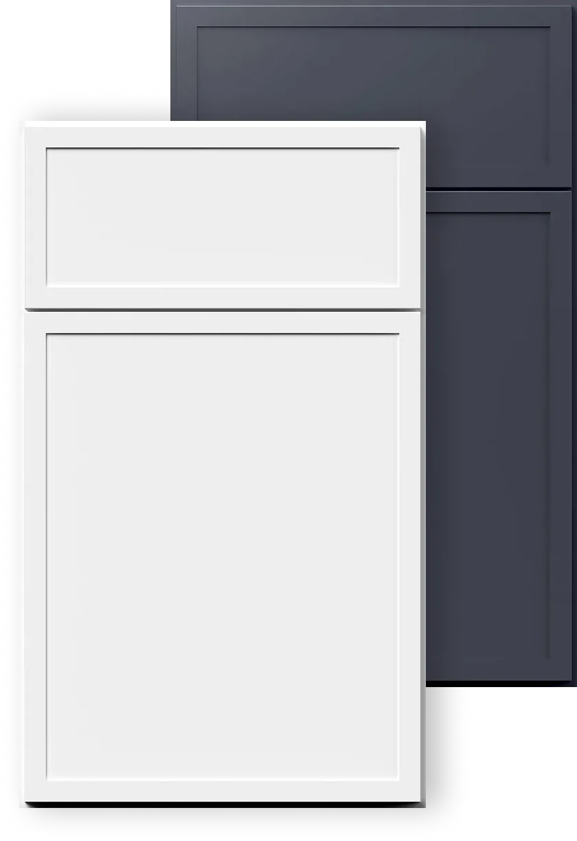 White and Navy two-tone cabinet combination